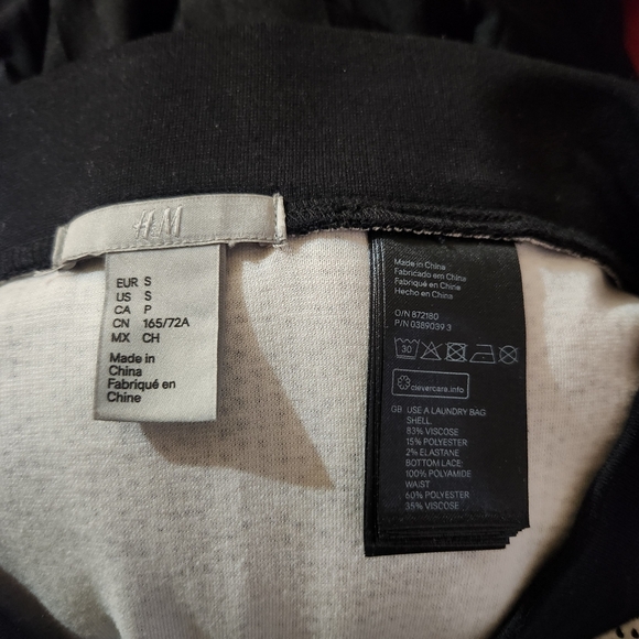 H&M cream black dot lace midi stretchy skirt small - Picture 7 of 7